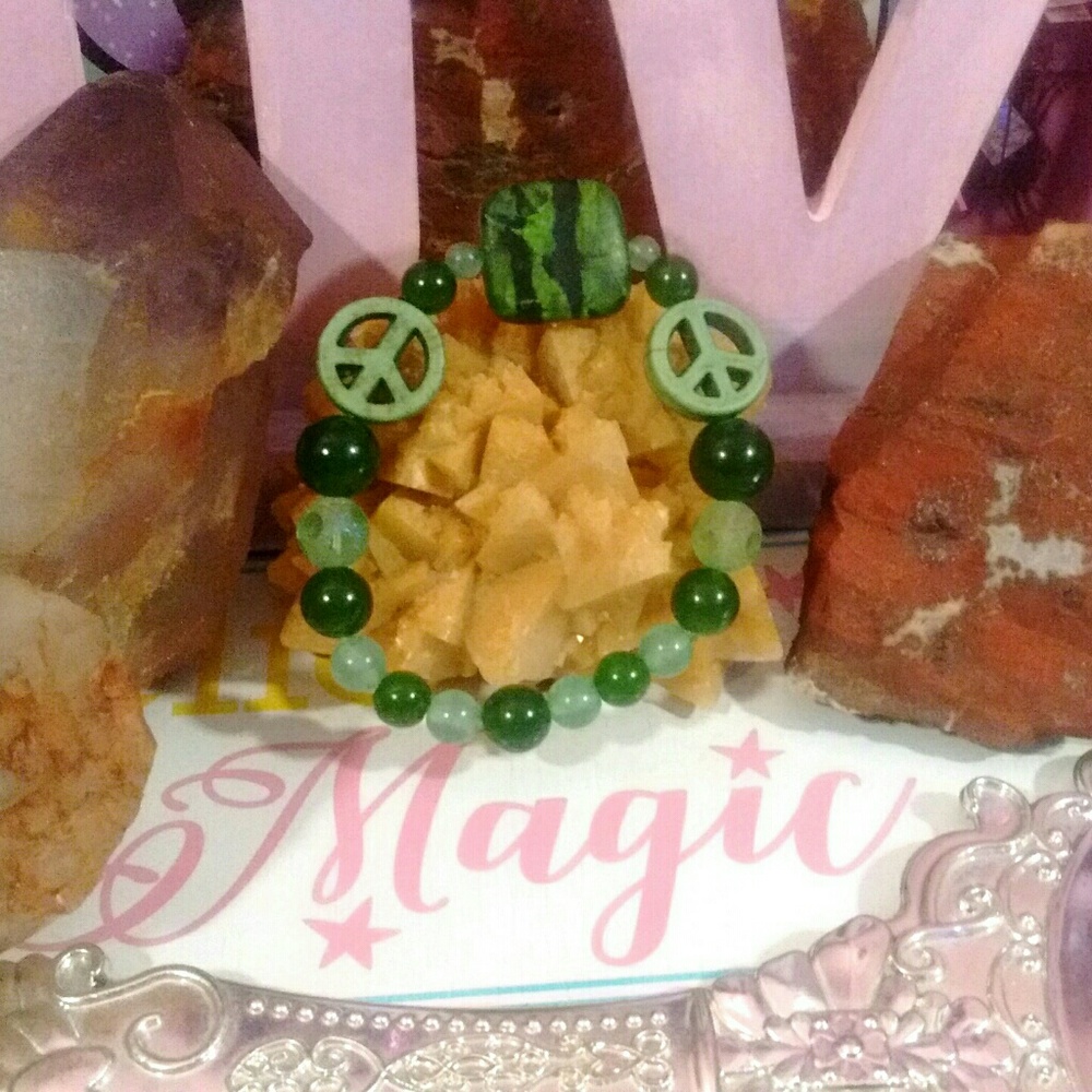 Natural Emerald peace bracelet aventurine